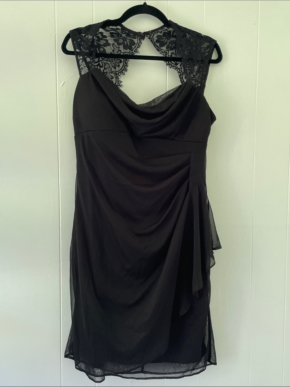 Scarlett Black Satin Lace-Trim Midi Slip Dress